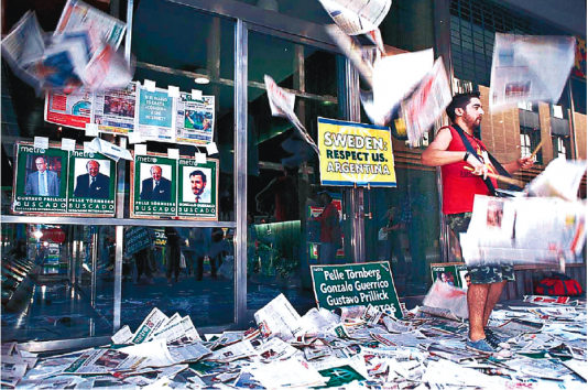 Protester mot Metro i Buenos Aires